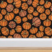 Spiderweb Lace Pumpkins - Orange On Black - larger