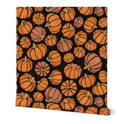 Spiderweb Lace Pumpkins - Orange On Black - larger