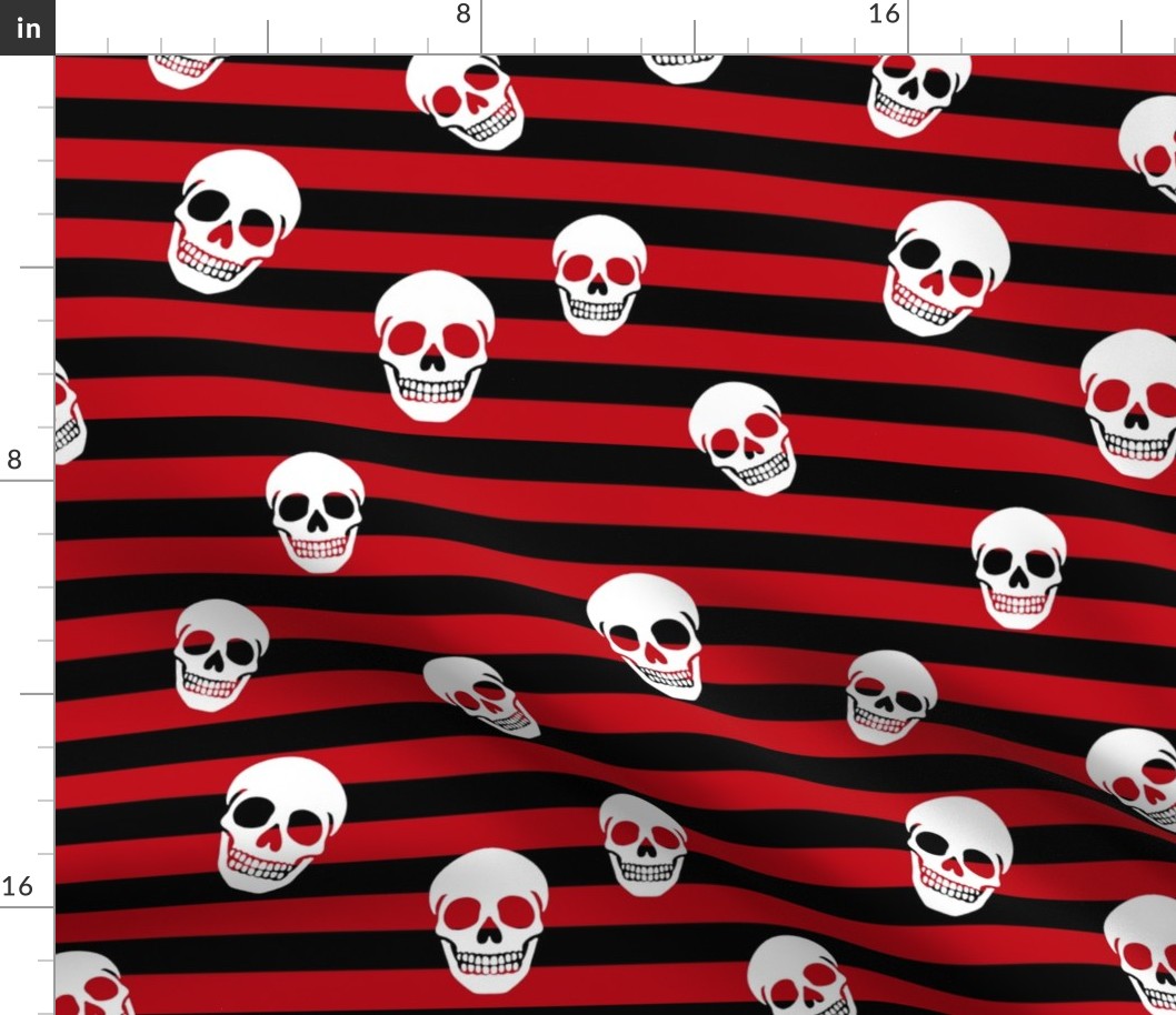 Punk Rock Emo Black and Red Stripes with Skulls 