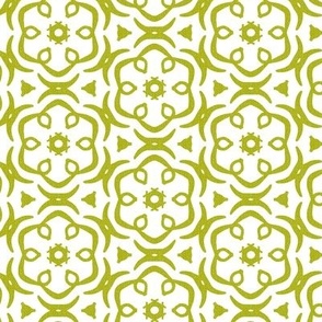 Jasmine - Floral Geometric White Lime Green Regular
