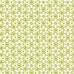 Jasmine - Floral Geometric White Lime Green Small