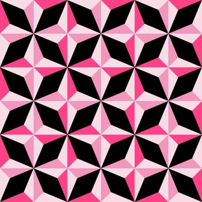 Soft Pink and Black Mid Century Tile Star | Medium