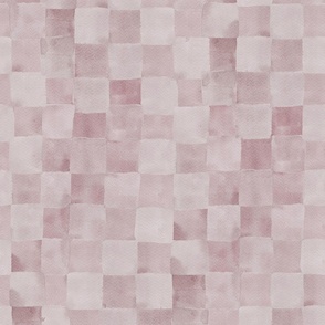 Large - Handpainted Checkers - Neutral Basket Weave - Pink Red Hues