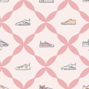 Geometric kids pastel sneakers shoes in rose pink 9x9 repeat