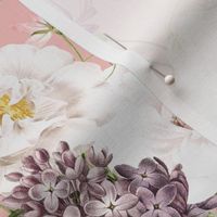 Embrace an Enchanting Spring And Summer Romance: Maximalism Moody Florals, Vintage Exotic Flowers,Purple Lilacs and Nostalgic Wildflowers And Butterflies in Antiqued Garden, Enhanced by White Roses And Lilies, Victorian Mystic-Inspired Powder Room Wallpap