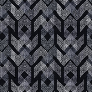 Textured geometric pattern. Light gray ornament on a black background.