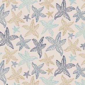 Coastal Chic Starfish - Cream/Sand/Admiral Blue - 12 inch