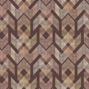 Textured geometric pattern. Sand, beige ornament on a dark brown background.