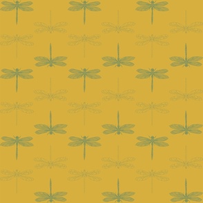 Sage Dragonfly in Gold Yellow  - 24" repeat