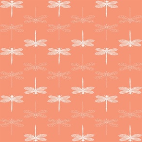 White Dragonfly in Apricot Crush  - 24" repeat