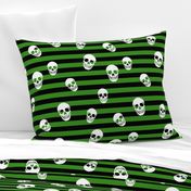 (L) Punk Rock Emo Black and Green Stripes with Skulls