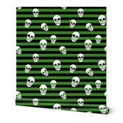 (L) Punk Rock Emo Black and Green Stripes with Skulls