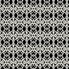 Black and White Ornate Floral Geometric Pattern