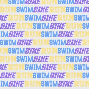 Swim Bike Run Triathlon Words Bright