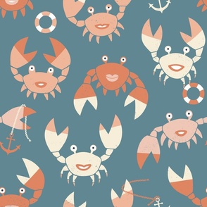 (L) Cute crabs playing in the ocean blue