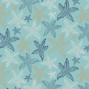   Coastal Chic Starfish - Opal Green/Navy Blue/Cream - 12 inch 