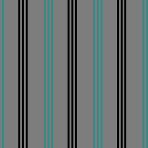 Blue Mint Magic-Vertical Stripes in Dark Mint and Black on Greige