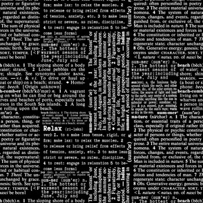 White On Black Dictionary Text  Summer Pattern Smaller Scale