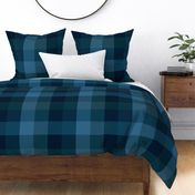 woodland mountain forest camp plaid large scale dark teal blue green turquoise