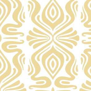 Vintage Glamour Art Nouveau Geometric - Yellow and White - Large Scale - Elegant Abstract Design for Metallic Wallpaper