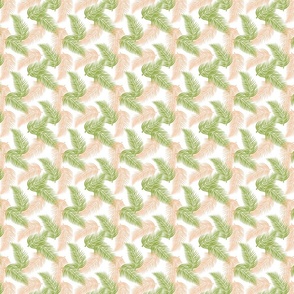 Tropical Palm Print - Peach and Green - White - Small Scale