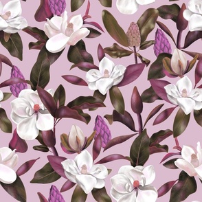 Magnolias flowers lilac pastel purple