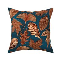 Vintage Metallic Autumn Opulence in Copper and Blue