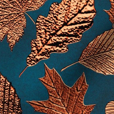 Vintage Metallic Autumn Opulence in Copper and Blue