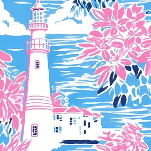 Preppy Pattern With Lighthouse 