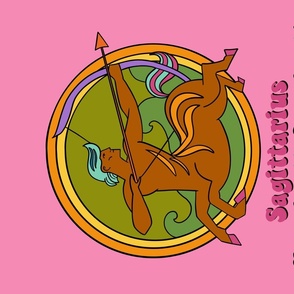 Sagittarius retro sixties seventies style Tea Towel star sign astrology zodiac