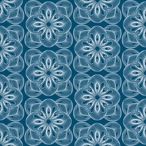 Modern budding flower in indigo blue. Large scale