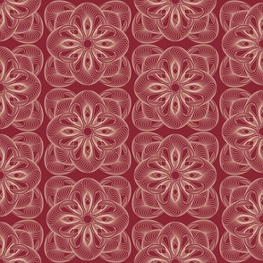 Modern budding flower in ruby red. Large scale