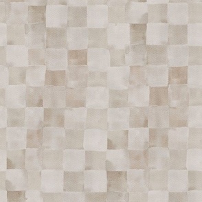 Medium - Handpainted Checkers - Neutral Basket Weave - Beige Brown