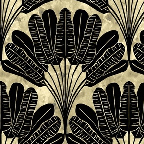 Vintage glamour Banana Palms texture large scale gold 