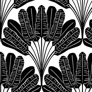 Vintage glamour Banana Palms  large scale black and white 