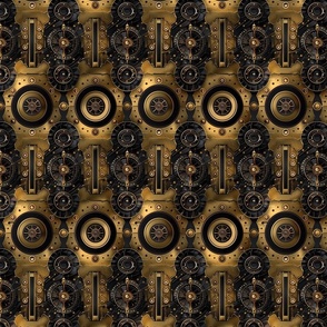 Steampunk Mechanical Gears in Gold and Black