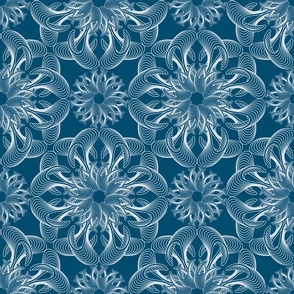 Symmetry flower in indigo blue. Large scale