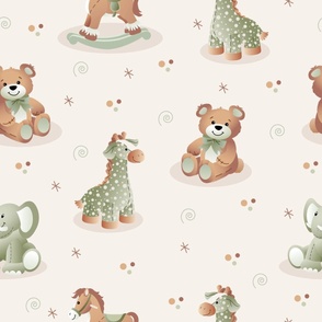 Toys for Baby Neutral Nursery Wallpaper