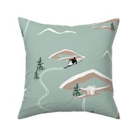 Alpine adventure holiday winter sports green (Large 21x21)