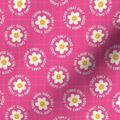 Smaller Good Vibes Only Daisies on Pink