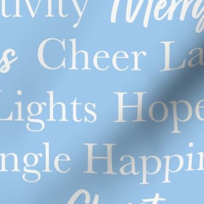 Large / Merry Christmas Greetings and Holiday Words Typography Blue