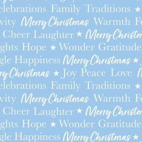 Small / Merry Christmas Greetings and Holiday Words Typography Blue