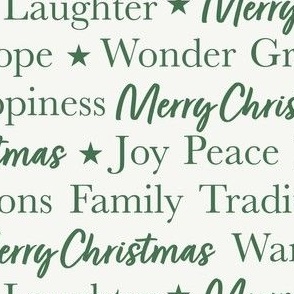 Medium / Merry Christmas Greetings and Holiday Words Typography Green on White