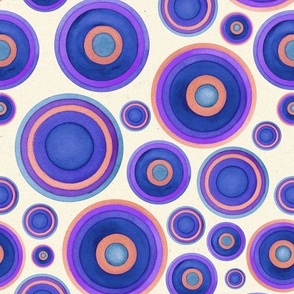 Larger Scale // Painted Circles in Blue, Purple, Violet, and Peach