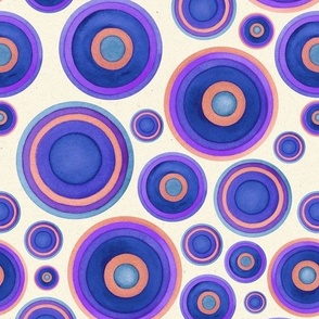 Large Scale // Painted Circles in Blue, Purple, Violet, and Peach