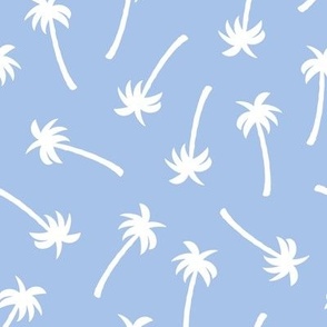 8x8.6 White palm trees on soft blue