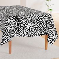 abstract boho garden - black stylized flowers on white - casual floral black botanical