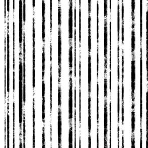 boho rustic stripe - black rustic stripes on white - natural texture - minimalist textured black wallpaper