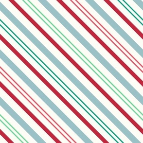 Christmas Wonderland Candy Stripes Red Green Blue on Cream by Jac Slade