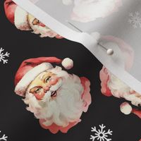 Vintage Santa Claus Watercolor Pattern On Black, Medium